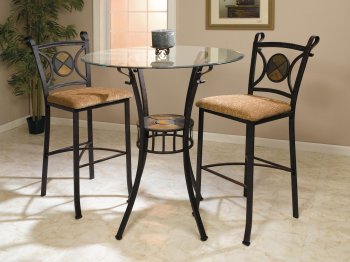 Glass Top Metal Base Counter Height Dinette w/Slate Inlays [HLDS-D744]