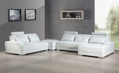 Phantom Sectional Sofa 5005 in White Bonded Leather by IG