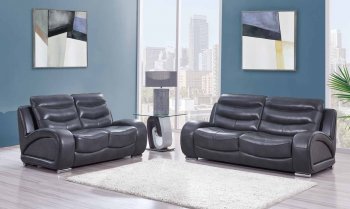 U8340 Sofa in Grey Bonded Leather by Global w/Options [GFS-U8340]