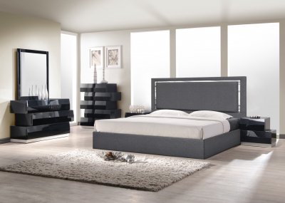 Monet Bedroom Charcoal by J&M w/Optional Milan Black Casegoods