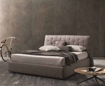 Atrium Storage Bed in Taupe Gray Fabric by J&M [JMB-Atrium]