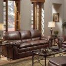 Mahogany Bycast Leather Modern Sofa and Loveseat Set