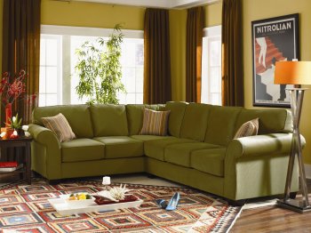 Olive or Tan Velvet Contemporary Sectional Sofa w/Rolled Arms [HLSS-U440]