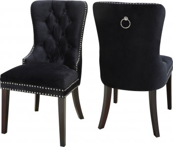 Nikki Dining Chair 740 Set of 2 Black Velvet Fabric by Meridian [MRDC-740 Nikki Black]