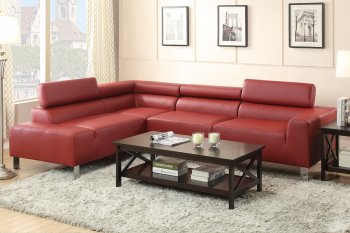 F7300 Sectional Sofa by Poundex in Burgundy Bonded Leather [PXSS-F7300]