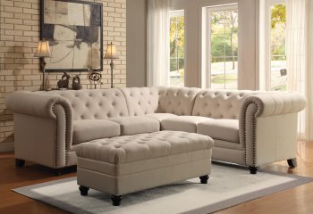 Roy Sectional Sofa 500222 Oatmeal Linen Blend Fabric by Coaster [CRSS-500222 Roy]