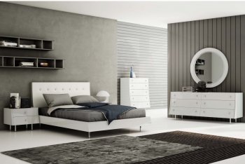 Concavo Bedroom Set in White by Whiteline w/Option [WLBS-Concavo White]