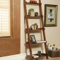 Warm Rich Mahogany Finish Modern Leaning Bookcase w/Five Shelves