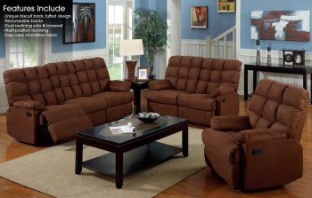 Chocolate Microfiber Modern Reclining Sofa & Loveseat Set [PNS-M616]