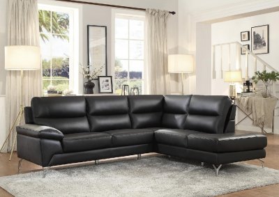 Cairn Sectional Sofa 9969BK in Black Leather by Homelegance