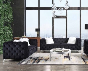 Phifina Sofa 55920 in Black Velvet by Acme w/Options [AMS-55920 Phifina]