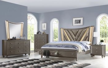 B215 Bedroom Set 5Pc in Dark Gray by FDF [FDBS-B215]