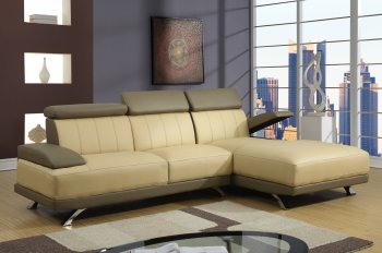 ULV8 Sectional Sofa in Cappuccino Bonded Leather by Global [GFSS-ULV8 Cappuccino]