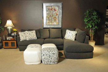 Crysall Ebony Fabric Modern Sectional Sofa w/Optional Ottoman [CHFSS-HS-518]