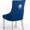 Leo Silver Dining Chair Set of 2 in Blue Fabric