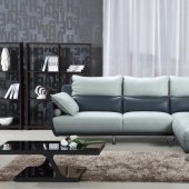 6311 Sectional Sofa in Light Grey & Blue Leather by ESF