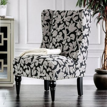 Liz Set of 2 Accent Chairs CM-AC6182 in Black & Gray Pattern [FACC-CM-AC6182-Liz]