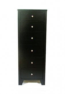 Contemporary Six-Drawer Chiffonier in Dark Cappuccino Finish