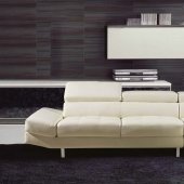 Aurora Sectional Sofa in White Leather Match