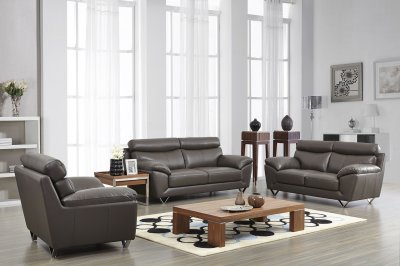 8049 Sofa in Brown Leather by ESF w/Optional Loveseat & Chair