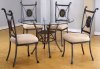 Round Glass Top Modern 5Pc Dining Set w/Gun Metal Base