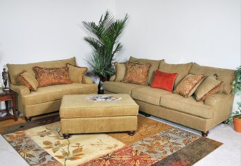 Beige Fabric Contemporary 3Pc Sofa Set w/Wooden Legs [CHFS-BU-860-Maria]