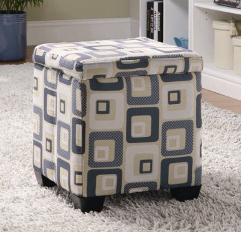 Grid Fabric Modern Square Storage Ottoman w/Wood Legs [CRO-501089]