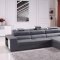 Polaris Mini Sectional Sofa in Grey Bonded Leather by VIG