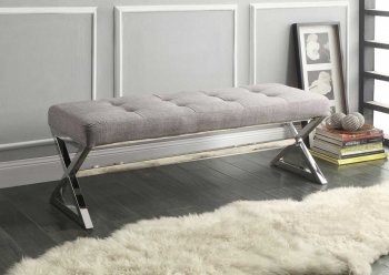 Rory Bench 4605GY in Grey Linen Fabric by Homelegance [HEBN-4605GY Rory]