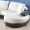 White Leatherette Modern Sectional Sofa w/Black Base & Arms