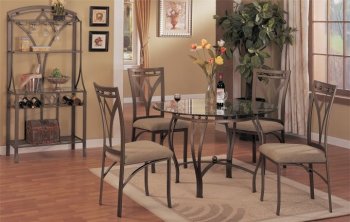 Bronze Metal Modern Dinette Set of Table & 4 Chairs w/Options [PXDS-F2028]