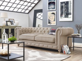 Oxford Sofa TOV-S19 in Beige Linen by TOV Furniture w/Options [TVS-TOV-S19-Oxford Beige]