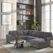 U2260 Sectional Sofa Bed in Gray Corduroy by Global