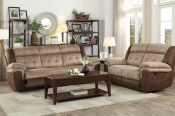 Chai Recliner Sofa 9980 in Dark Brown & Brown by Homelegance [HES-9980-Chai]