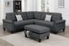 F6474 Sectional Sofa w/Ottoman in Charcoal Fabric by Poundex