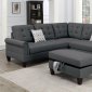 F6474 Sectional Sofa w/Ottoman in Charcoal Fabric by Poundex