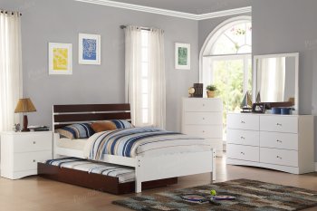 F9324 Kids Bedroom Set 4Pc in White & Brown by Boss w/Options [PXBS-F9324]