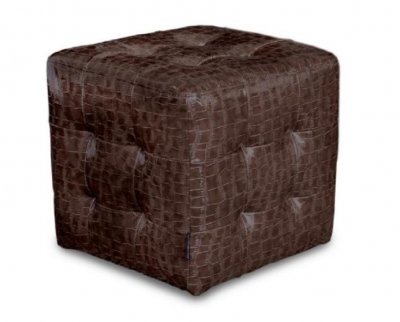 Mocca Crocodile Pattern Vinyl Modern Tufted Cube Accent Ottoman