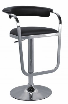 Black & Chrome Modern Set of 2 Ajustable Height Swivel Barstools [CYBA-0392]