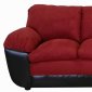 Burgundy Fabric and Vinyl Modern Sofa & Loveseat Set w/Options