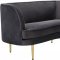 Vivian Sofa 694 in Grey Velvet Fabric by Meridian w/Options