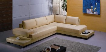 Beige Tufted Leather Modern Elegant Sectional Sofa [VGSS-2226-Beige]