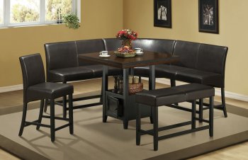 Walnut & Black Finish Dinette w/Enclosed Door Storage Table [HLDS-D429N]