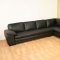 Black Leather Modern Sectional Sofa w/Hardwood Feet