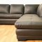 Black Leather Modern Sectional Sofa w/Hardwood Feet