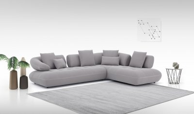 Savannah Sectional Sofa in Gray Fabric by J&M