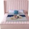 Kiki Upholstered Bed in Pink Velvet Fabric by Meridian