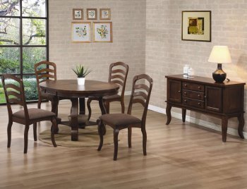 Medium Brown Oak Finish Classic Dining Table w/Options [CRDS-102141-Marcus]