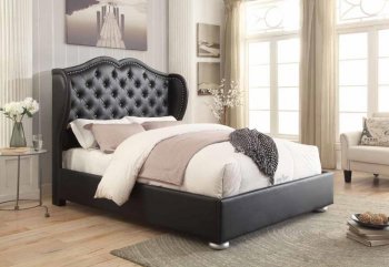 Clarice 302012 Upholstered Bed in Black Leatherette by Coaster [CRB-302012 Clarice]