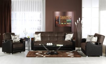 Stylish Two-Tone Modern Living Room w/Storage Sleeper Sofa [IKSB-LUNA-Chocolate]